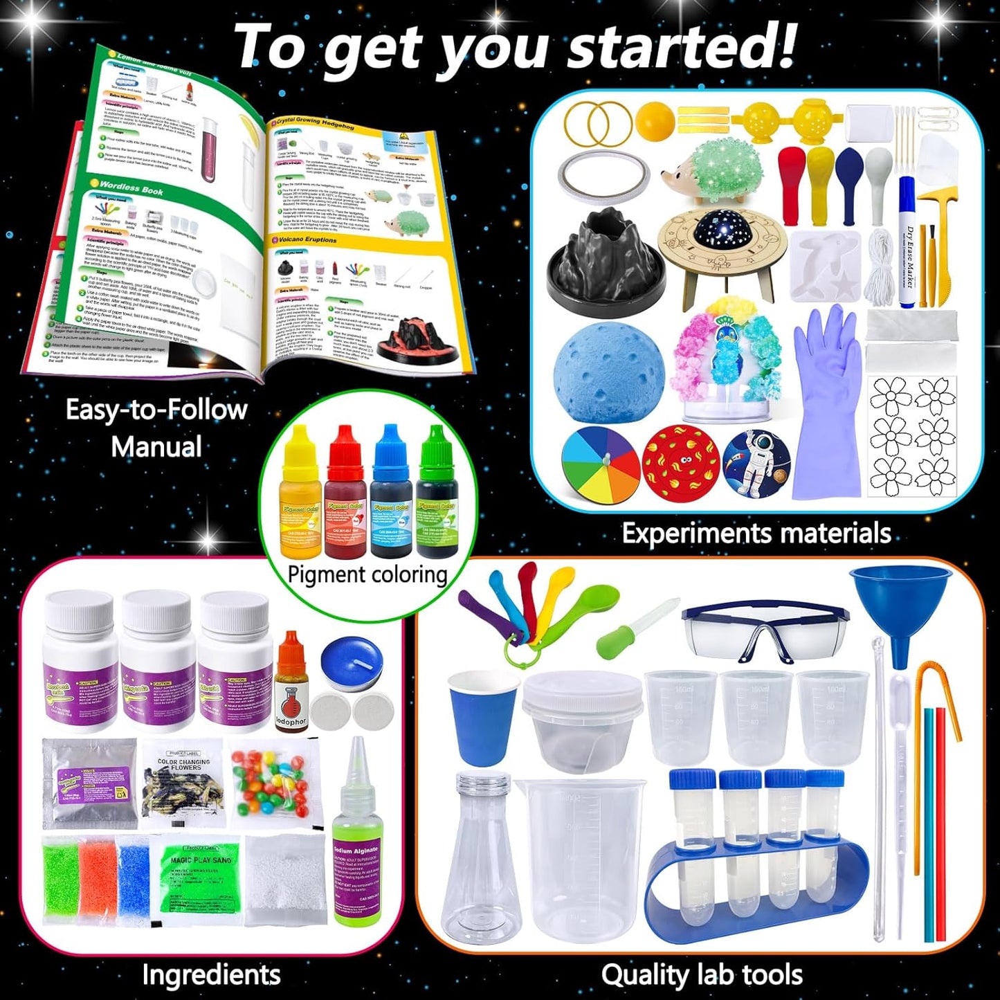 310 Experiments Science Kits for Kids, S.T.E.M Scientific Projects Toys for Boys Girls Gifts Ideas Birthday Christmas, Erupting Volcano, Chemistry Set, Space Project