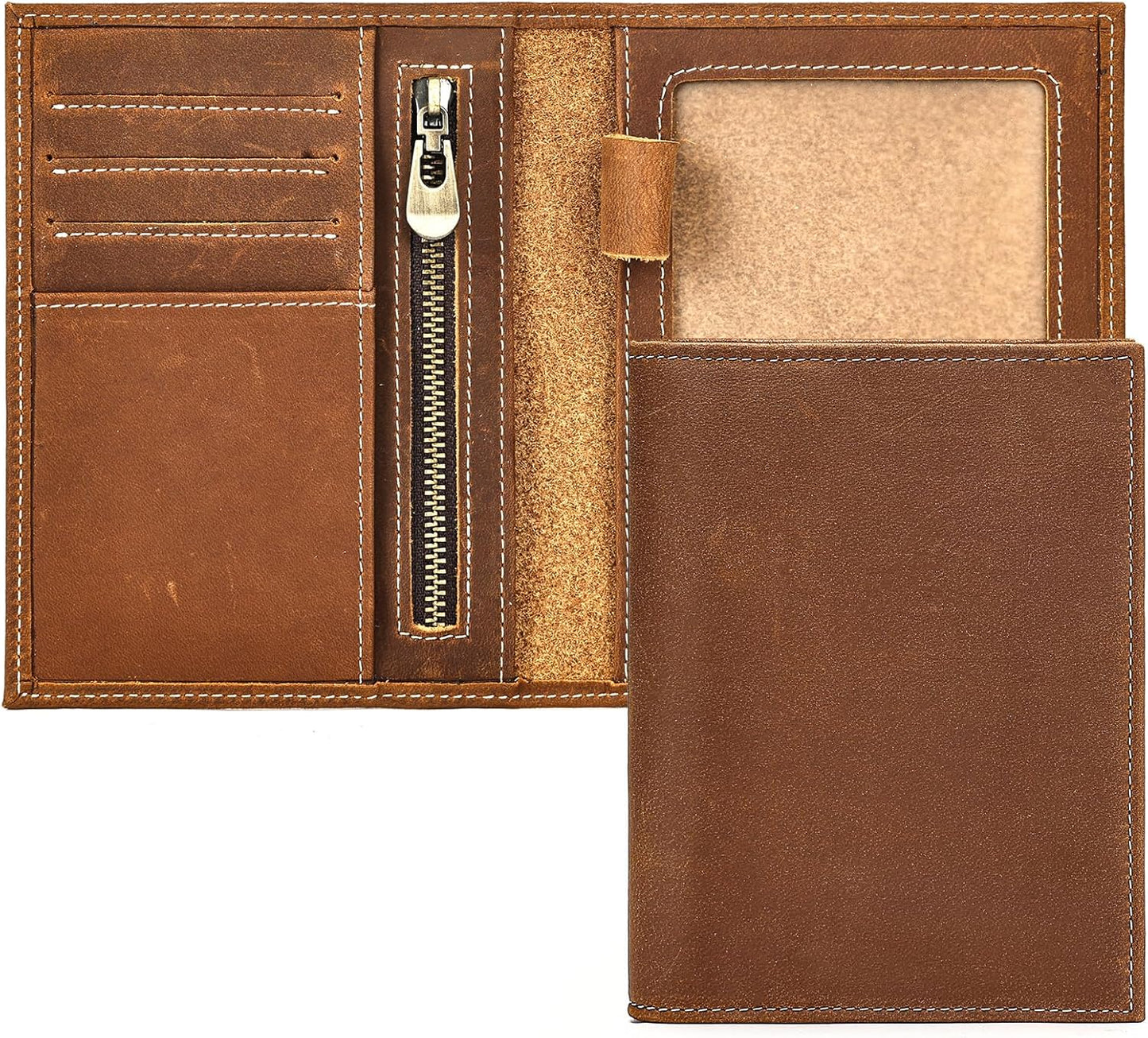 Genuine Leather Passport Holder Handmade Passport cover Lightweight Travel Bifold Passport Wallet brown