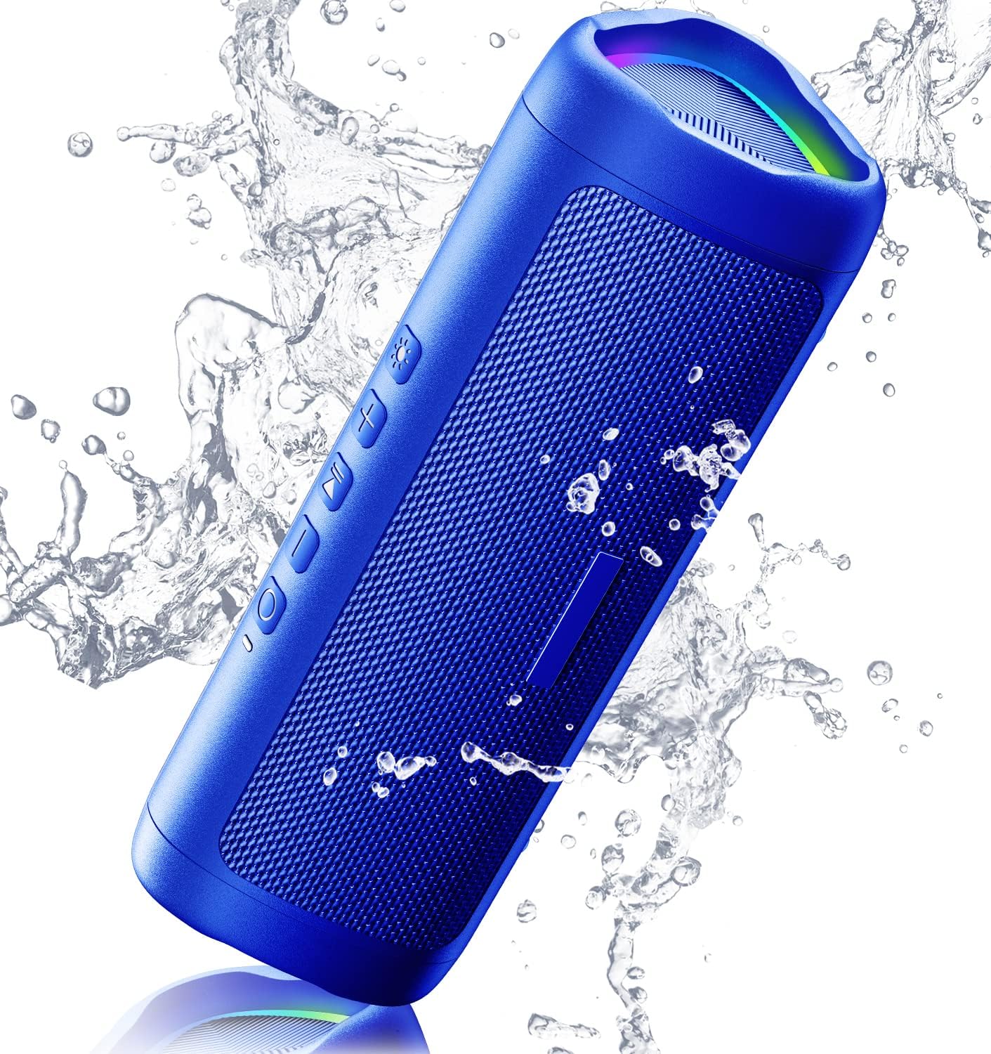 Bluetooth Speaker with HD Sound, Portable Wireless, IPX5 Waterproof, Up to 20H Playtime, TWS Pairing, BT5.3, for Home/Party/Outdoor/Beach, Stocking Stuffers, White Elephant Gifts for Adults (Blue)