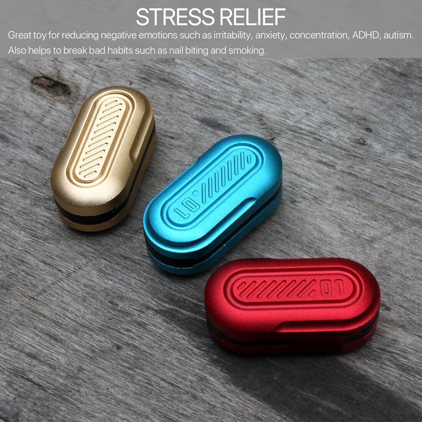 Mini Fidget Slider, Metal Card Fidget Slider Fidget Keychain Fidget Blocks Kit Adult Anxiety Anti Stress (Blue)