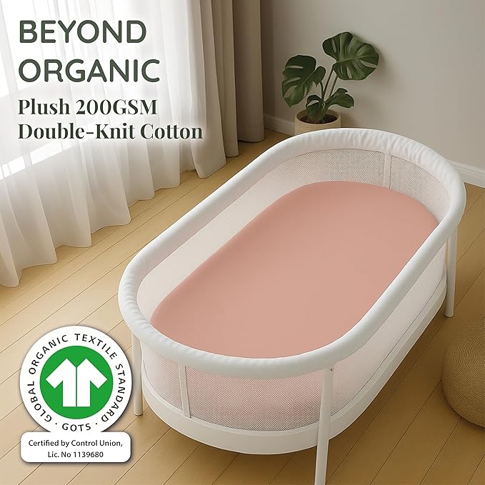 SNOO Compatible GOTS Organic Bassinet Sheets - Aegean Heritage Turkish Cotton 200 GSM - Feel The Quality at First Touch - Halo Bassinet / 100% Cotton SNOO Smart Sleeper Mattress (2 Pack) Boy & Girl