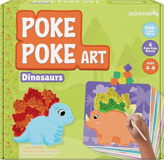 jackinthebox Poke Poke Art – Dinosaurs Theme, Mess-Free Fabric Art and Craft, Flower Pressing Kits, Gift for Kids, Toys for Girls and Boys Ages 4 5 6 7 8