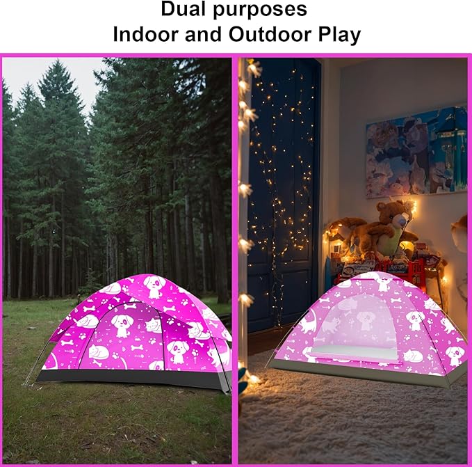 KidzAdventure 2 in 1 Indoor/Outdoor Tent for Kids, Small 1 or 2 Toddler/Kids Tent, Backpacking, Lightweight and Easy Pop up, Ideal for Backyard, Outside Camping, or Play Fort