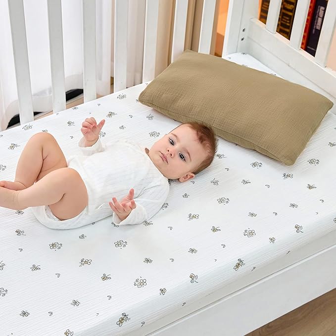 JELLYMONI 2 Pack Muslin Toddler Pillowcase for 13x18 Pillow, 100% Cotton Baby Pillow Case Cover for Bed, Toddler Cot and Travel, Soft & Breathable Baby Kids Envelope Pillowcase, No Pillow