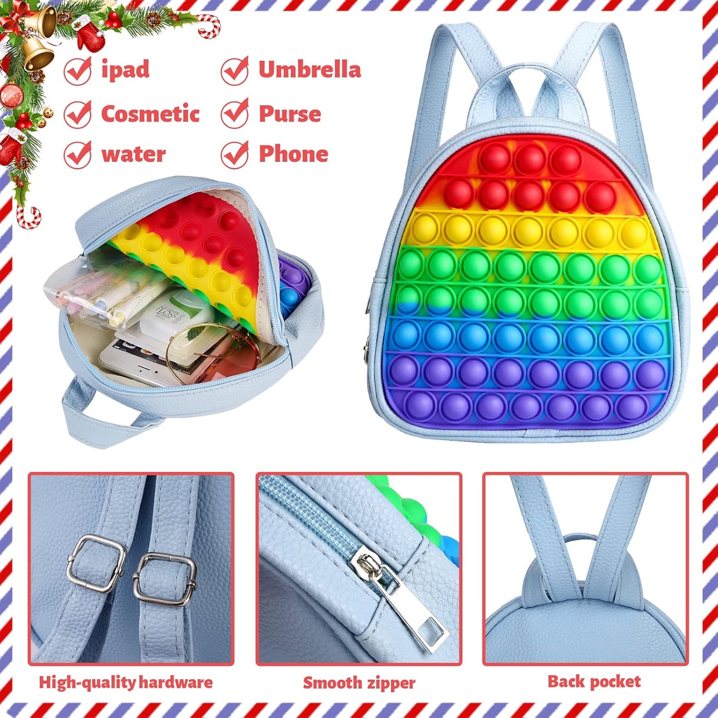 SCIONE Pop Backpack Fidget Toy for Girls, Small Pop School Bookbag,Easter Gifts for Kids Bubble Backpack Fidget Toys Birthday Party Fidgets Gifts for Girls