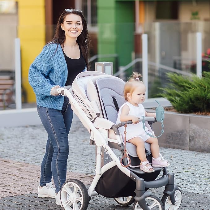 Toy Safety Straps,Silicone Pacifier Clips, Adjustable Stretchable Sippy Cup Straps for Strollers, High Chair, Cribs, Hanging Baskets, Car Seat, Shopping Trolley, 4 Pack, BPA Free