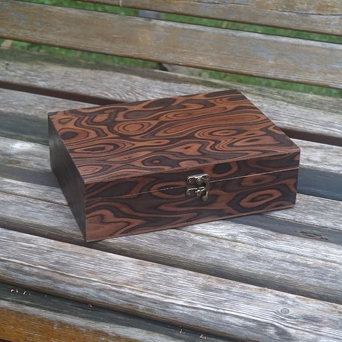 Handmade Walnut Burl Texture Keepsake Box: Elegant Decorative Storage Gift Wooden Box for Weddings, Engagements, Anniversaries, & Christmas Presents (25 * 18cm)