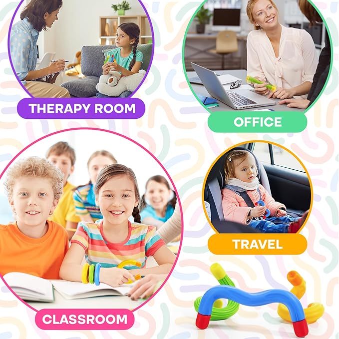 Fidget Toys Sensory Sticks for Kids: 3 Pack Textured Sensory Toys for Autism Calming - Quiet Fidgets for Classroom Must Have - Stress Relief Item for Classroom Student - Travel Activity Essentials