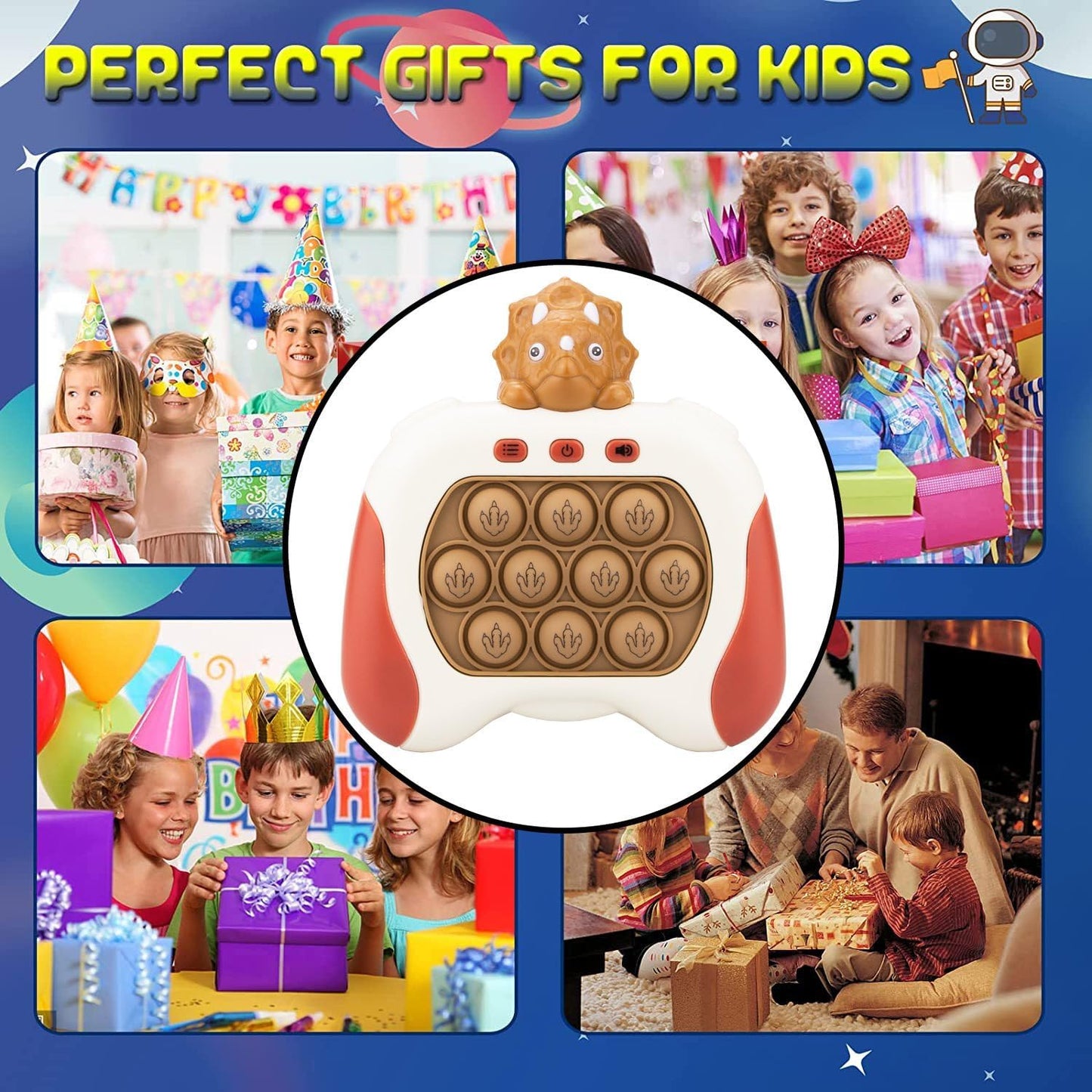 Fast Quick Push Bubble Pop Fidget Toy, Electronic Light Up Game Console, Cool Birthday Present for 6 7 8 9 10-12 Year Boys and Girls Pop Up Stress Relief Toy, Concentration Speed Puzzle Game for Kids