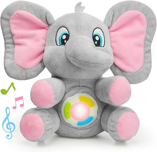 JOYIN Musical Elephant Plush Baby Toy, Stuffed Animal with Music & Light, Baby Musical Soft Plush Toys for Infant Babies, Christmas Birthday Gifts for Boys and Girls 6+ Months