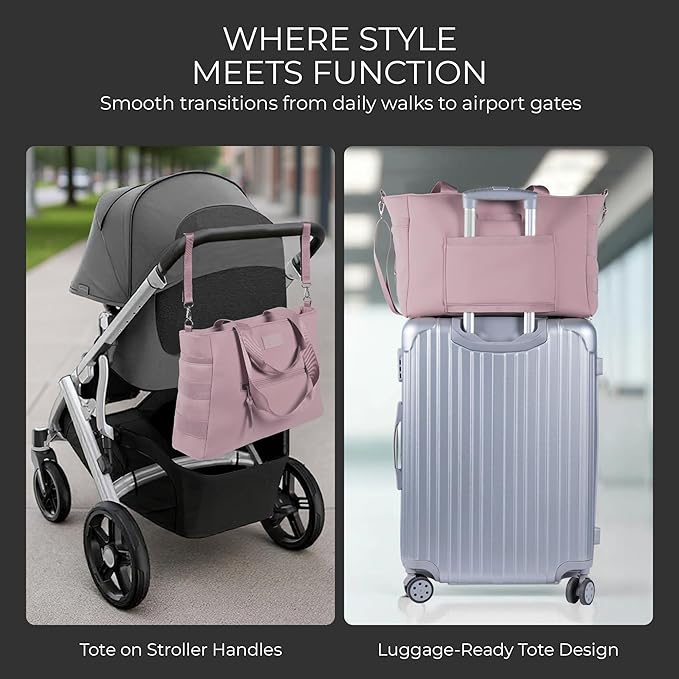 A + S Luxxe Diaper Bag Tote – Stylish, Large Baby Bag with Stroller Straps, Insulated Pockets, Changing Mat & Waterproof
