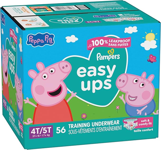 Pampers Training Pants - Easy Ups Girls & Boys - Size 4T-5T, 56 Count, Peppa Pig Potty Underwear (Packaging May Vary)