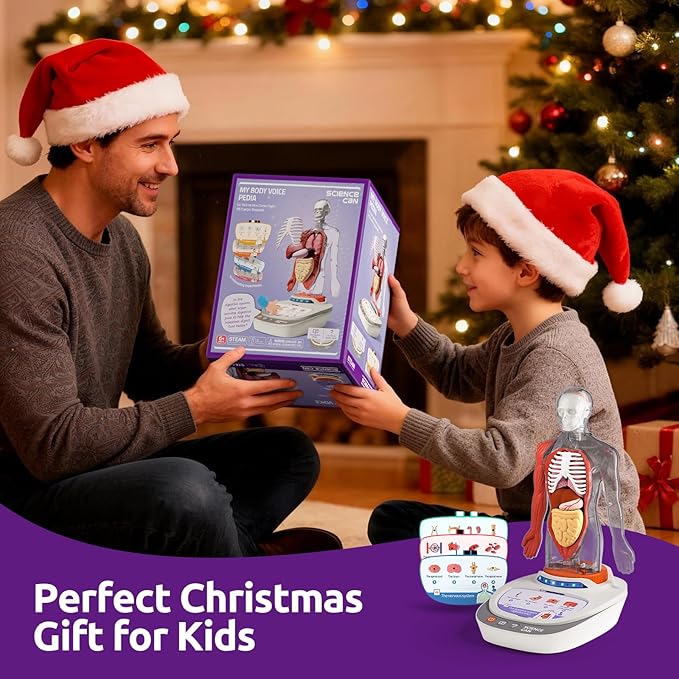 Science Can Human Body Model for Kids, Interactive Human Anatomy Talking Model - 11 Inch Realistic Anatomical Assembly Kit, 15PCS Removable Parts & Guide, Educational STEM Toys Gifts for Kids Aged 6+