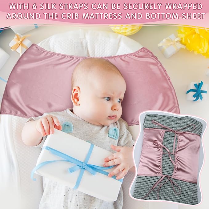 Hosuly 2 Pcs Satin Bassinet Sheet Baby Hair Soft Silk Feeling Sheet Baby Bassinet for Rectangle Cradle Pad Mattress Boys Girls Newborn Infant(Pink, Gray)