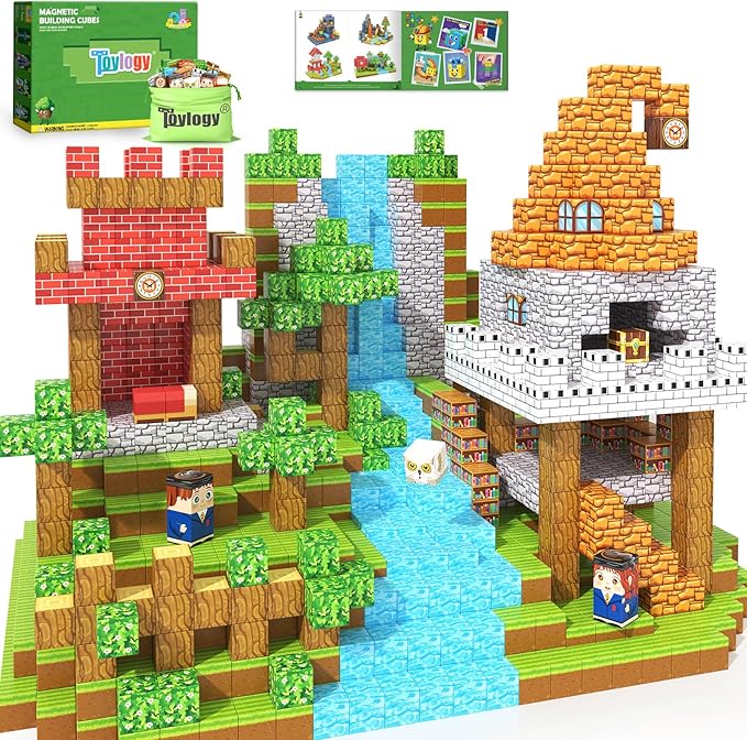 150PCS Magnetic Blocks - Build Mine Magnet World Forest Library Adventure Set, Building Toys for Boys Girls 3+, Magnetic Tiles Cubes Montessori Sensory Toys for Kids Ages 3-5 6-8 8-12 Kids Game Toys