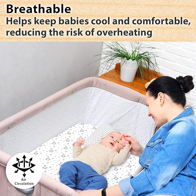 2 Pack Organic Bedside Bassinet Sheets Compatible with Mika Micky, Baby Delight, Dream On Me, AMKE and Other Bassinet Mattress Pads Size Between 17-21 in Width, 29-33 in Length, and 1.5-4 in Thick