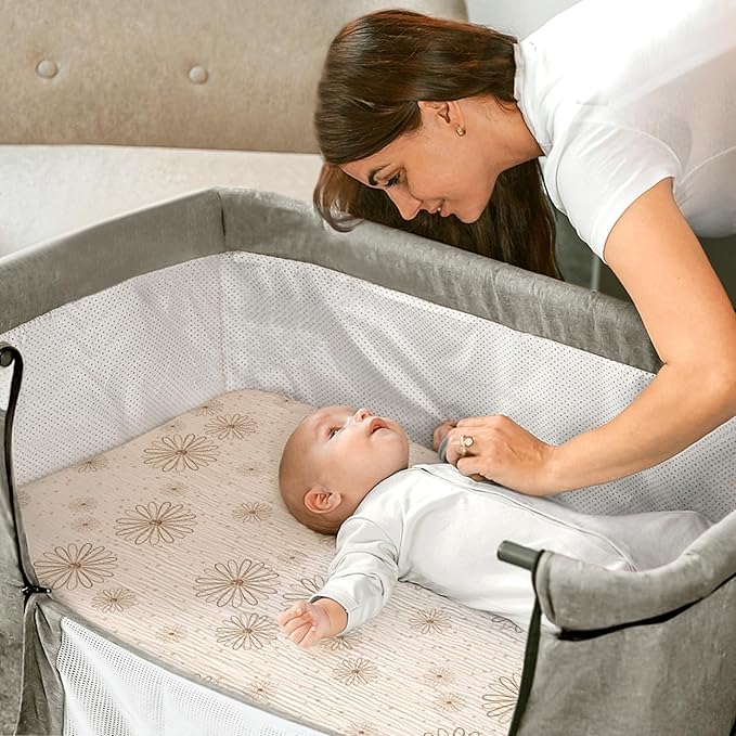 lulumoon Muslin Bassinet Sheets Baby: Cotton Bedside Sleeper Bassinet Sheets Fitted for MiClassic & Milliard Bassinet