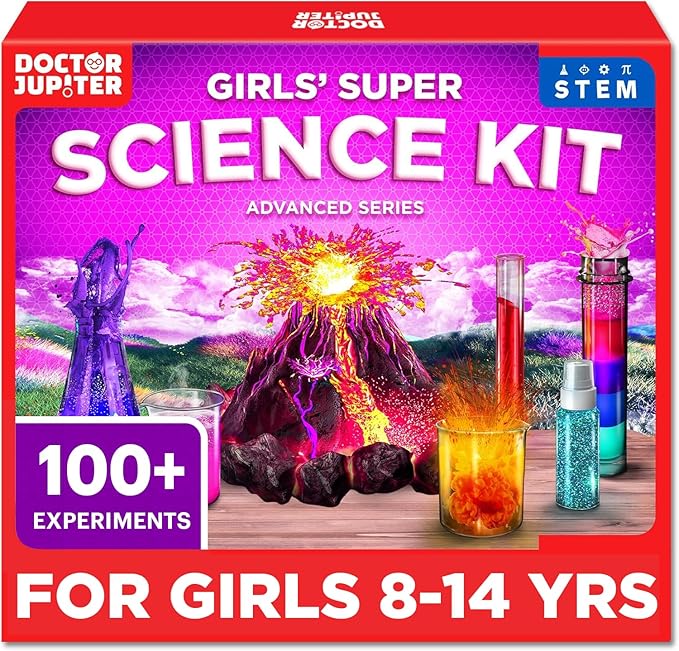 Doctor Jupiter Girls' Super Science Kit for Ages 8-12 | Chemistry Set, STEM Toy Kit with 100+ Experiments | Birthday Gift Ideas for Girls 8,9,10+ Years Old | Learning & Educational Projects