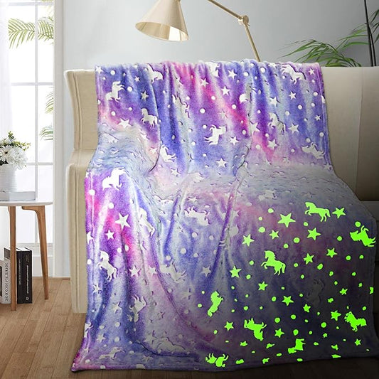 Unicorn Glow in The Dark Blanket, Unicorn Blanket for Girls/Kids, Unicorns Gifts for Girls Age 3-12, Toddler Blanket for Kids, Soft Fleece Blanket Throw Birthday Gift 40"x60"