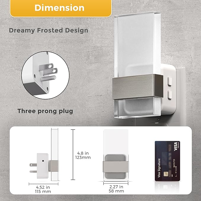 L LOHAS LED Night Light, 2 Pack Adjustable Color Temperature Night Lights Plug Into Wall, 2000K/3000K/5000K 3CCT Nightlight, Dusk to Dawn Sensor Dimmable Nightlights for Bathroom, Hallway, Gift