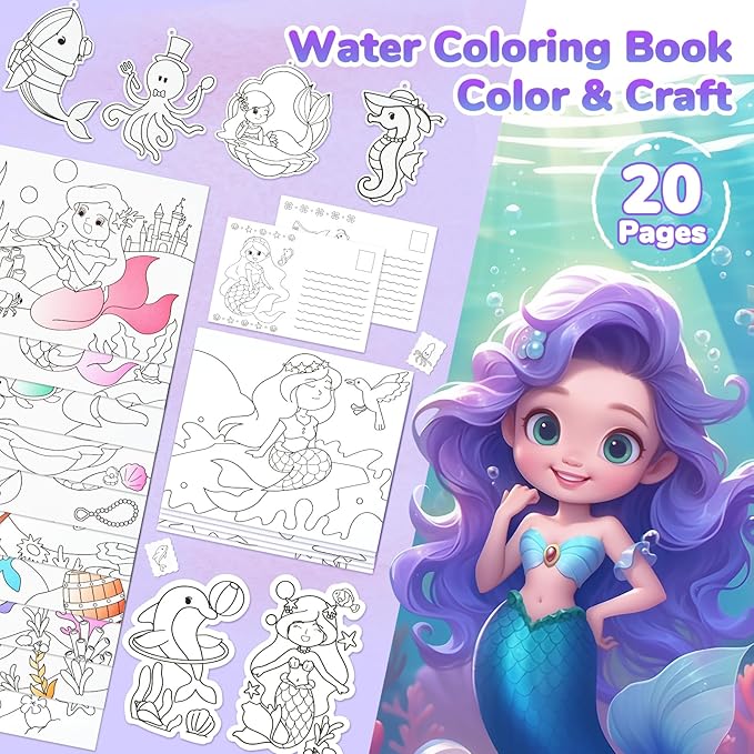 JoyCat Paint with Water Coloring Books for Toddlers, Watercolor Painting Sets for Kids Ages 3-5 4-8, Arts and Crafts Drawing Activities Toy Birthday Gift for Boys Girls (Underwater World)