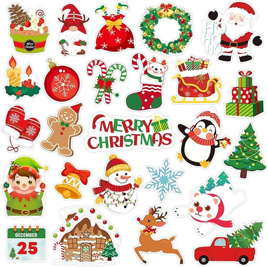 MARFOREVER 50Pcs Christmas Window Gel Clings Stickers Removable Reusable Xmas Snowflake Winter Window Clings Decals Stickers for Kids Classroom Home Christmas Holiday Party Supplies Decorations