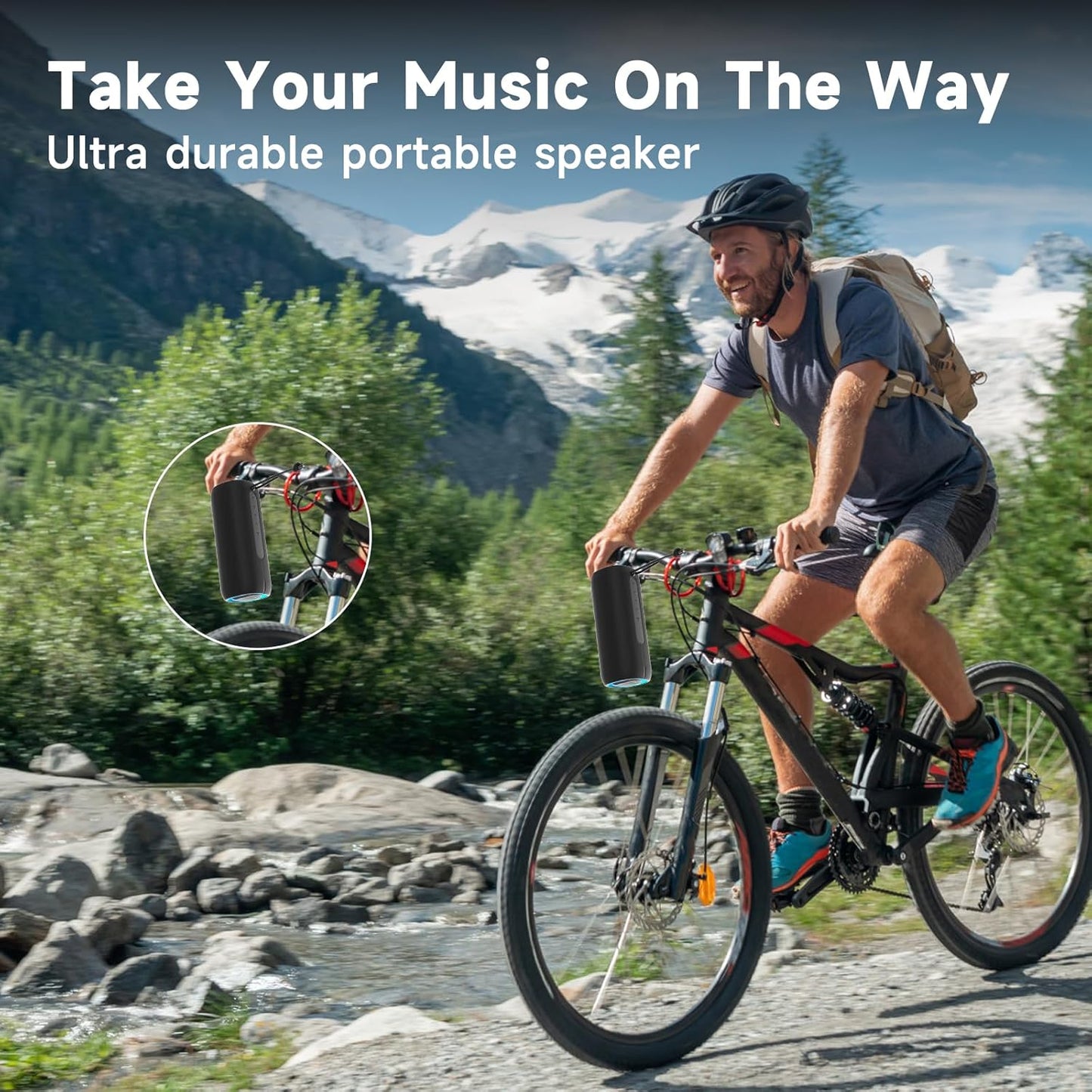 Bluetooth Speaker, Portable Wireless Clear Loud Stereo Sound IPX5 Waterproof with RGB Lights BT5.3 Long Playtime TWS Pairing,for Home Party Outdoor Beach,Great Gift Choice (Black)