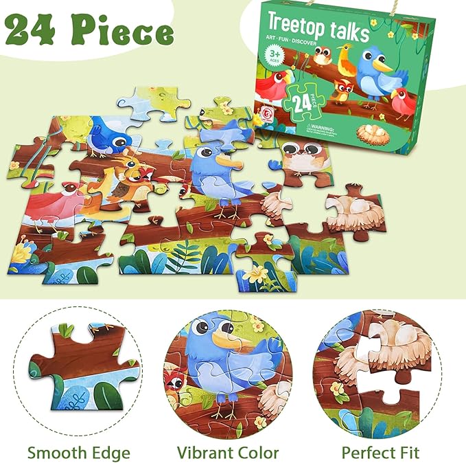 Jumbo Floor Puzzle for Kids,Large Jigsaw Puzzles 24 Piece for Kids Ages 3-5 (Treetop Talks)