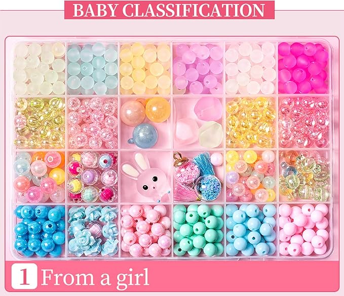 Jwxstore Beads for Girls Toys Kids Bracelets Making Kit Bead Art and Craft Kits DIY Bracelets Necklace Hairband and Rings Toy Making Kit for Age 4 5 6 7 8 9 10 11 12 Year Old Girl Christmas Gifts