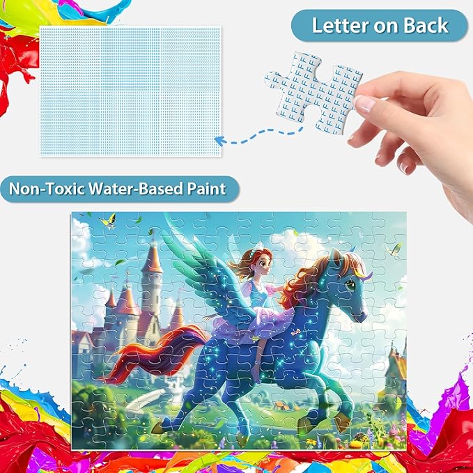 100 Piece Puzzles for Kids Ages 4-6 6-8 8-10 Princess Puzzle for Girls Large Piece Jigsaw Puzzles Kids Educational Gifts Children Learning Toys Cartoon