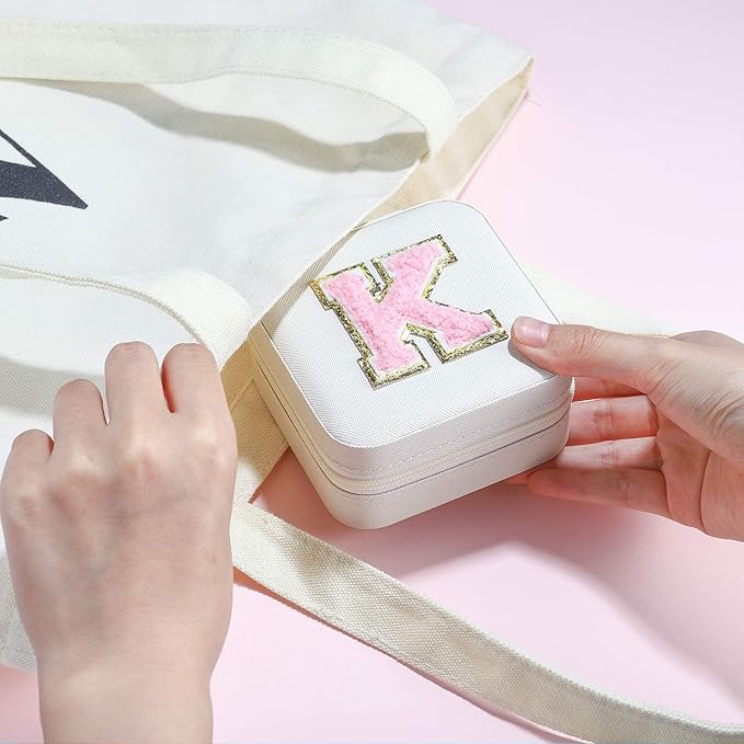 Parima Jewelry Organizer Box, Small Jewelry Box for Women Girls Initial P Travel Jewelry Case Small Jewelry Organizer Box Travel Jewelry Case Jewelry Box Organizer - Letter P, White