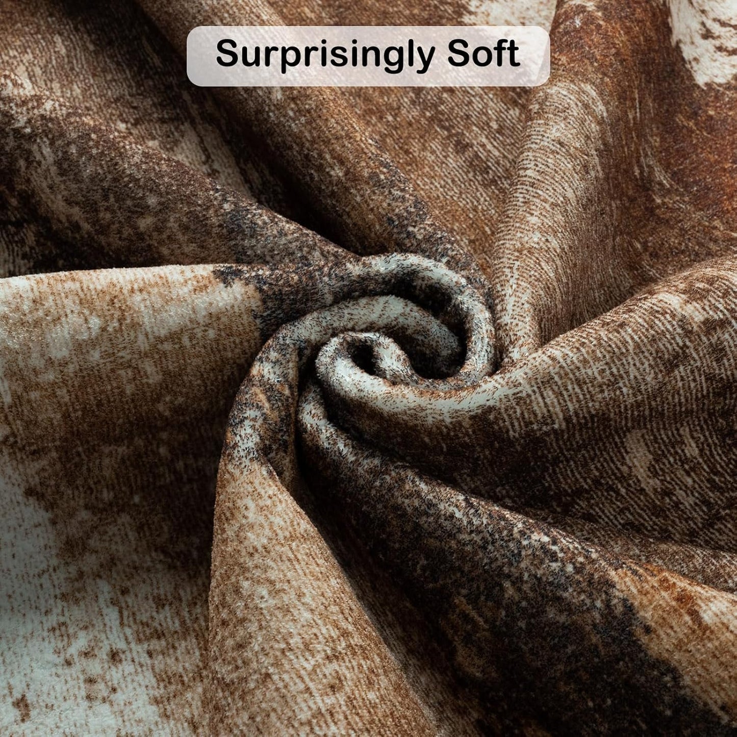 Kelarea Living Room Rug, 6x9 Rug Modern Abstract Washable Rugs Brown Faux Wool Vintage Carpets, Non Slip Rug for Bedroom, Dining Room, College Dorm, Kids Playroom, Home Office