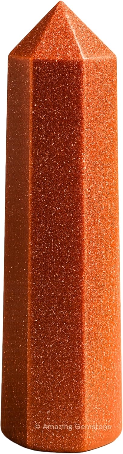 Amazing Gemstone Red Goldstone Crystal Towers - Natural Healing Crystal Point Obelisk for Reiki Healing and Crystal Grid (3 Inch)