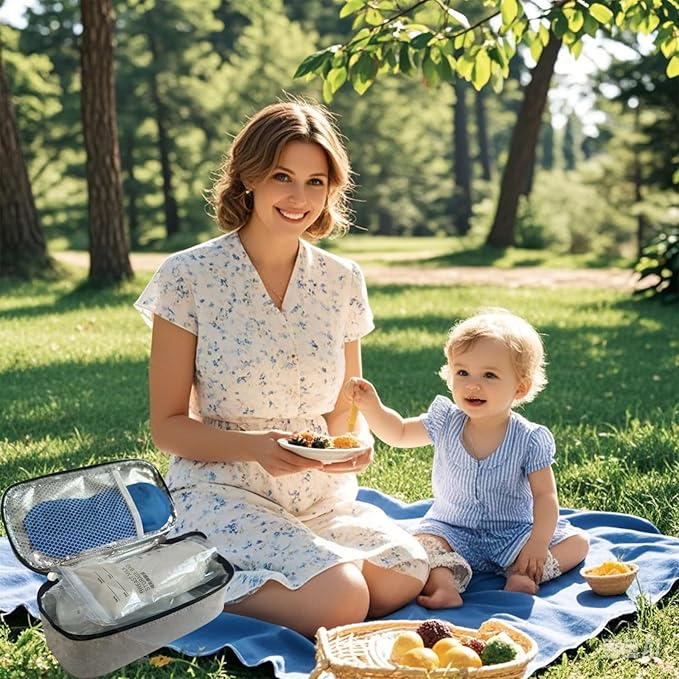 Insulated Breastmilk Cooler Bag with 2 Ice Packs - Breastmilk Cooler Organizer Bag for Daycare, Breastfeeding Mom Travel Outdoor