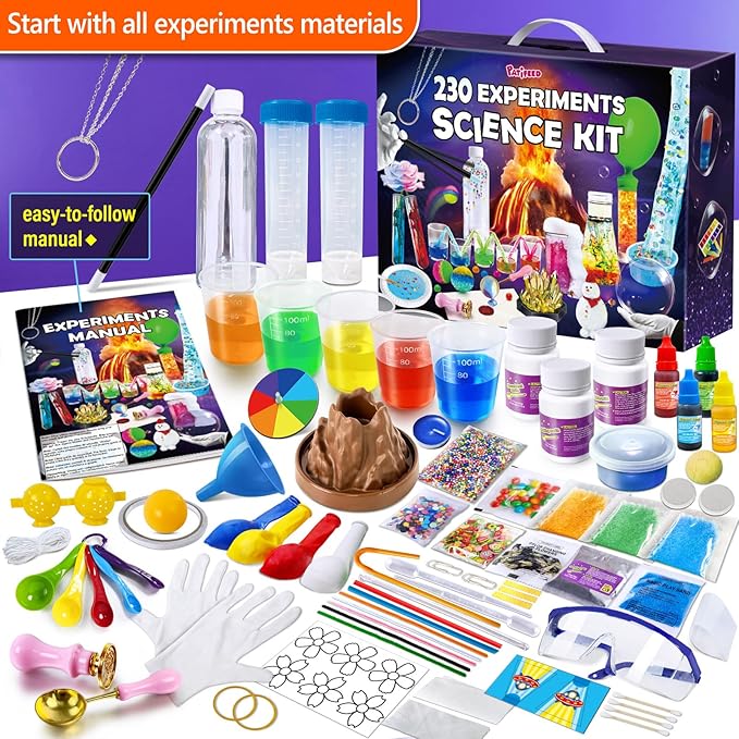 230 Experiments Science Kits for Kids - S.T.E.M Toys with Magic Chemistry Set Crystal Growing Physics Slime Educational Gifts Idea for Boys Girls