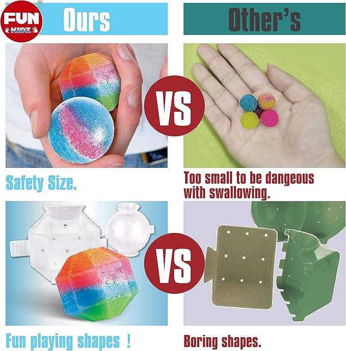 Big Bouncy Ball Kit for Kids, FunKidz DIY Ultimate Magic Bouncy Balls Making Kit Science Craft Projects Birthday Party Activities for Boys Girls Ages 6-12 Includes Tennis Size Ball Model and Powder