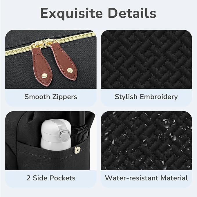 Diaper Bag Tote, Baby Bag Travel Diaper Tote Bag with Pacifier Case, Cute Maternity Hospital Baby Stylish Diaper Tote for Mom Dad Black