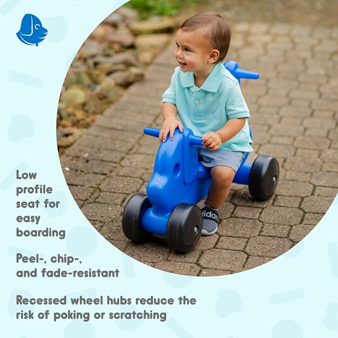 CarePlay Puppy Ride-On Toy, 2-in-1 Design with Push Handles, Walker & Ride-On Toys for Toddlers, 1-3 Year Old Boys & Girls, Low Seat, Durable Polyethylene Body, 50 lbs Capacity, Blue