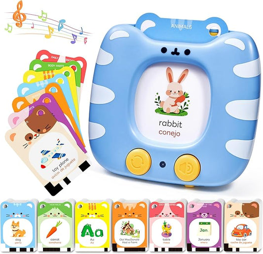 JoyCat Spanish & English Bilingual Talking Flash Cards for Toddlers 1-5, 454 Words with Durable Thick Cards, Easy to Slide in and Out, Speech Therapy Toys, Birthday Gifts for Boys Girls