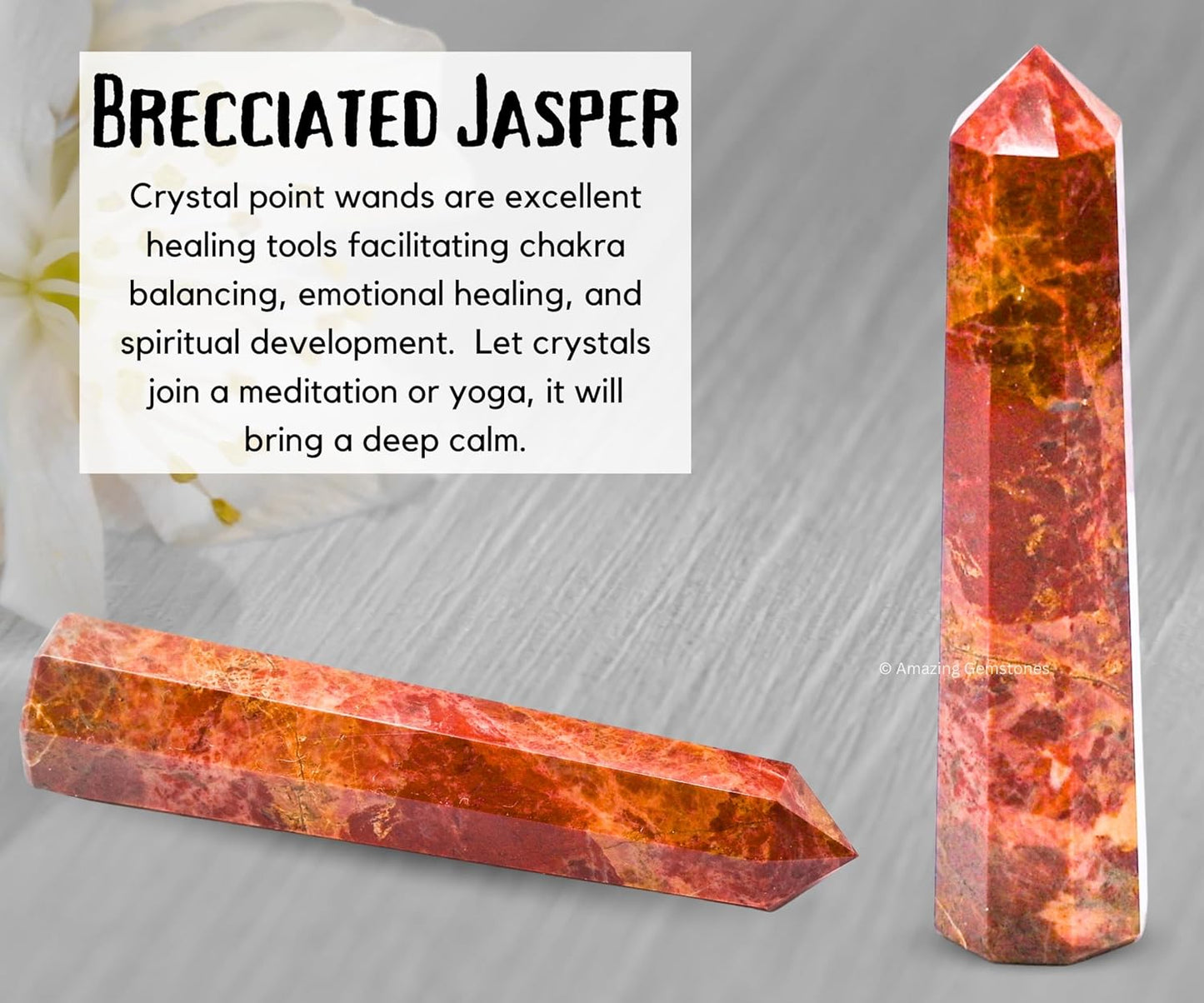 Amazing Gemstone Brecciated Jasper Crystal Towers ~ Natural Healing Crystal Point Obelisk for Reiki Healing and Crystal Grid (3- Inch)