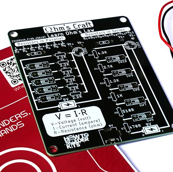 Ohm’s Craft – DIY Educational Soldering Kit | Demonstrate Series & Parallel Resistor Networks | STEM Learning Board with LED Feedback & Test Points for Teens & Hobbyists