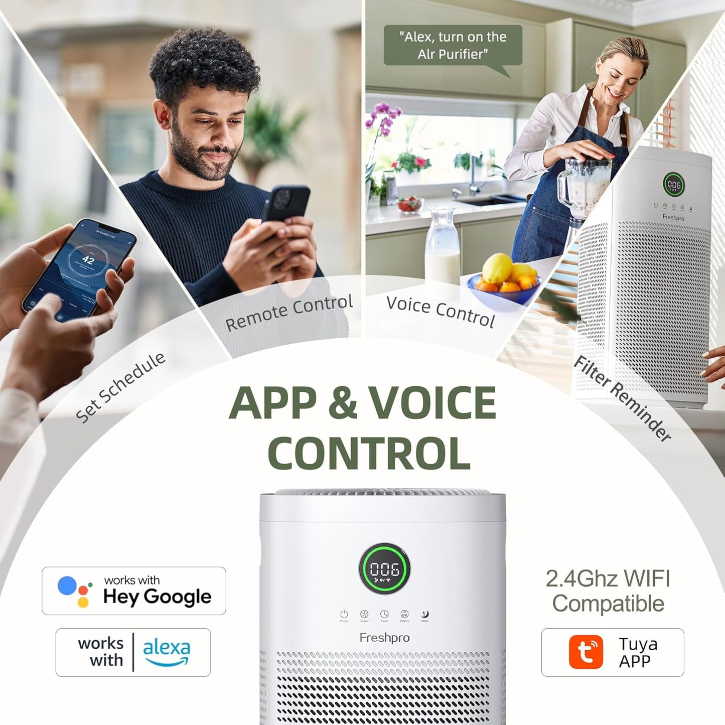 HEPA Air Purifiers for Home Large Room, Covers Up to 3065 ft², UVC Light, H13 HEPA 4-in1 Air Filter, Pet Air Purifier Remove Pets Dander, Smoke Pollutants Odor, Allergies in Bedroom, KF-P31