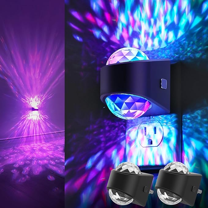 Night Lights Plug into Wall, Star Projector for Bedroom [2 Pack] Night Light Projector for Kids, 9-Color RGB Galaxy Nightlight with Dusk to Dawn Sensor for Bathroom, Home Gaming Room Decor Gifts