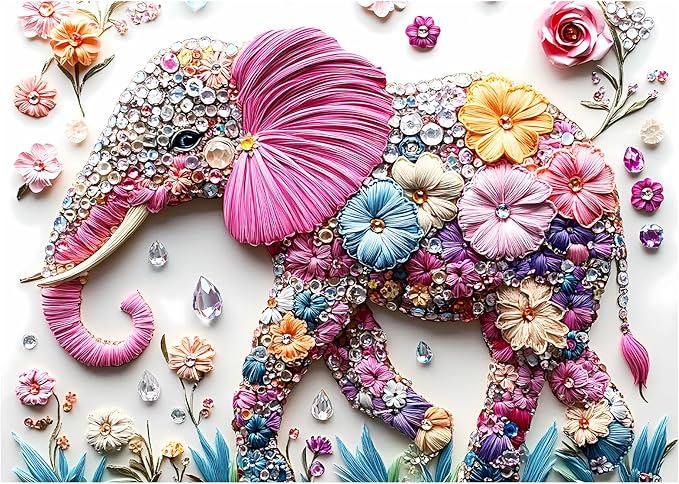 Jeaiciro 100 Piece Puzzles for Kids Ages 4-6 & 6-8, Cute Elephant Jigsaw Puzzle Fun Educational Toy for Kids Ages 8-10, Large Piece Puzzles for Adults, Funny Puzzle for Family Activity Gift Set