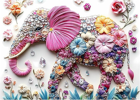 Jeaiciro 100 Piece Puzzles for Kids Ages 4-6 & 6-8, Cute Elephant Jigsaw Puzzle Fun Educational Toy for Kids Ages 8-10, Large Piece Puzzles for Adults, Funny Puzzle for Family Activity Gift Set