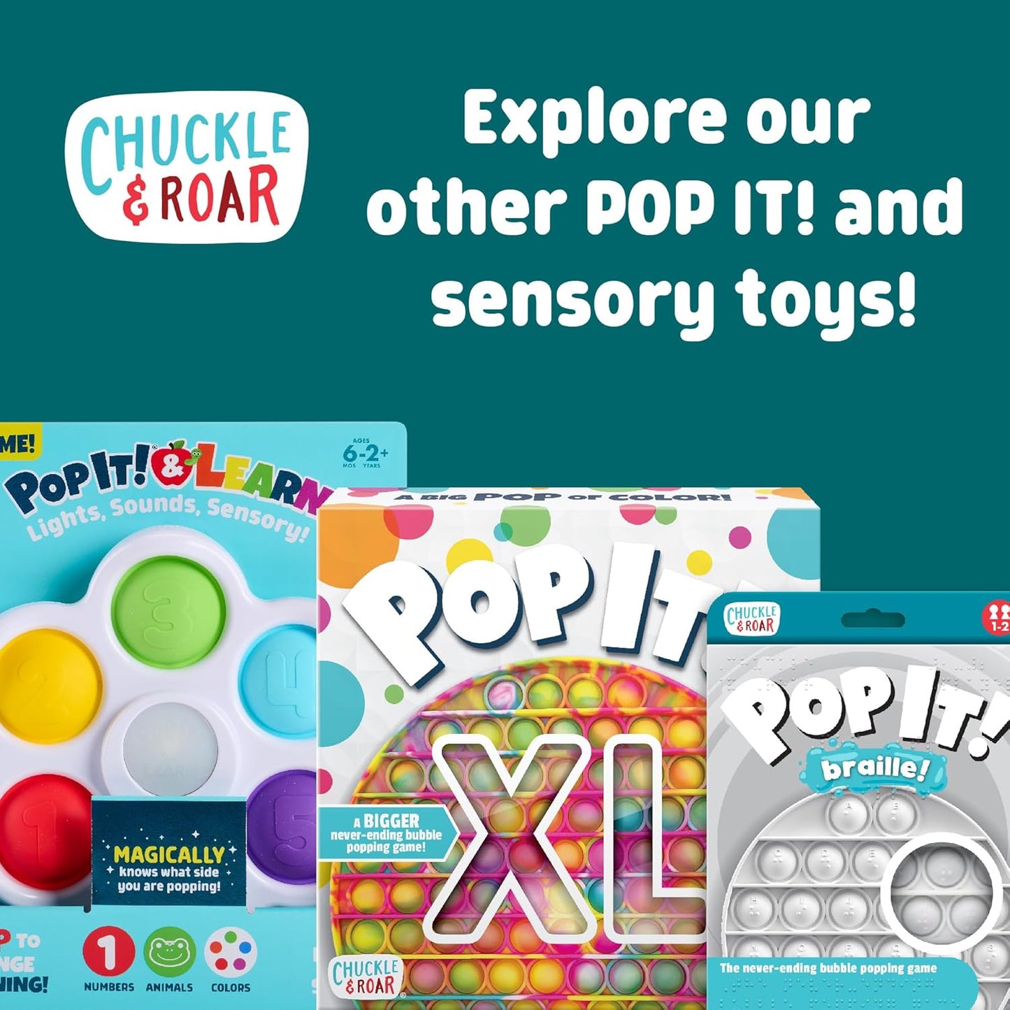 Chuckle & Roar - Pop It! - Mini Squares Party Mega Pack - 88 Never Ending Bubble Popping Toys - Great for Parties or Gifts - Preschool Fidget Toy - Ages 3 and Up