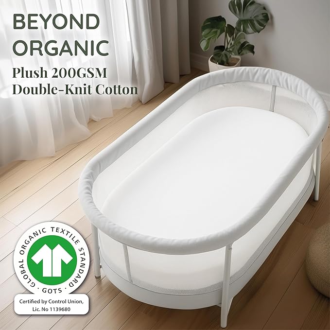 SNOO Compatible GOTS Organic Bassinet Sheets - Aegean Heritage Turkish Cotton 200 GSM - Feel The Quality at First Touch - Halo Bassinet / 100% Cotton SNOO Smart Sleeper Mattress (2 Pack) Boy & Girl