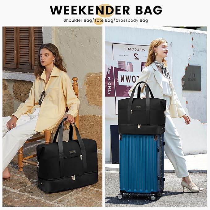 LOVEVOOK Weekender Bag, Large Travel Duffel Bag for Women with 2 Packing Cubes, Carry on Overnight Bag with Shoe Compartment, Mom Hospital Bags for Labor and Delivery