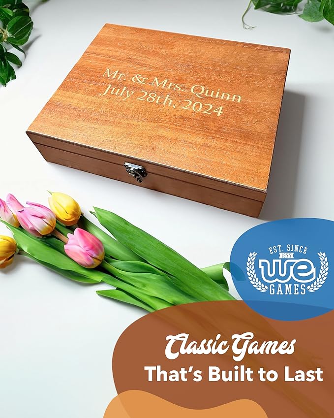 WE Games Wooden Memory Box for Keepsakes – Vintage Decorative Storage Box with Lid - Light Cherry Finish with Engraving