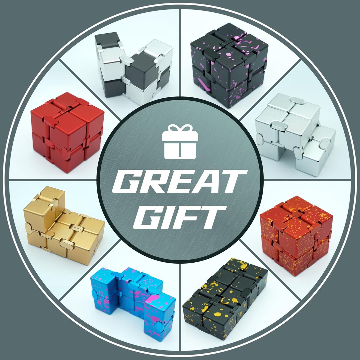 Metal Fidget Toys, Infinity Cube Fidget Toys, Fidgets Blocks for Kids Adults Teens, Handheld Toys for Anxiety Sensory Toys for Birthday (Gray)